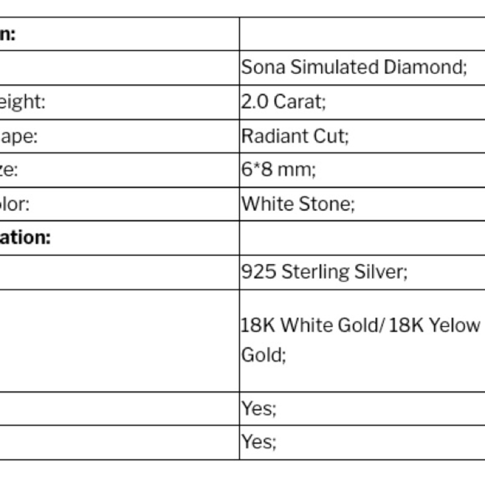 Elegant 2.0Ct Radiant Cut Simulated Diamond Promise Ring - Picture 6 of 6